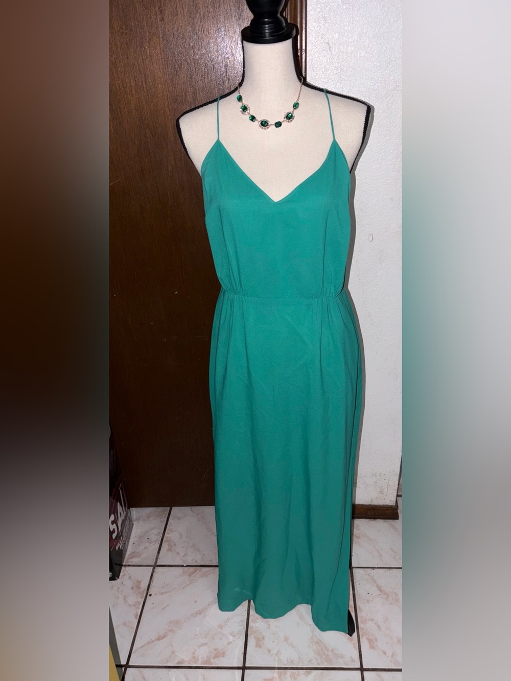 J Crew Green Maxi Long Sleeveless Dress Size 8